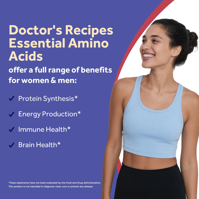 Doctor's Recipes Essential Amino Acids Supplement, All 9 Essential Amino Acids (EAA), BCAA 2:1:1, 240 Veggie Capsules