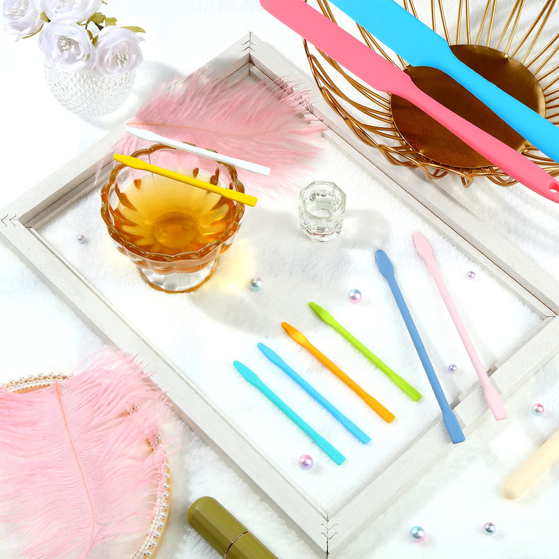 Patelai 12 Pieces Wax Sticks Silicone Waxing Spatulas for Hair Removal Reusable Silicone Applicator Different Sizes Scrapers Hard Sticks for Home Salon Body Use