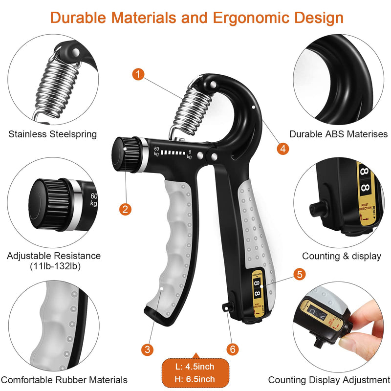 [Australia] - Grip Strength Trainer, Hand Grip Strengthener, Forearm Strengthener, Hand Exerciser… B 