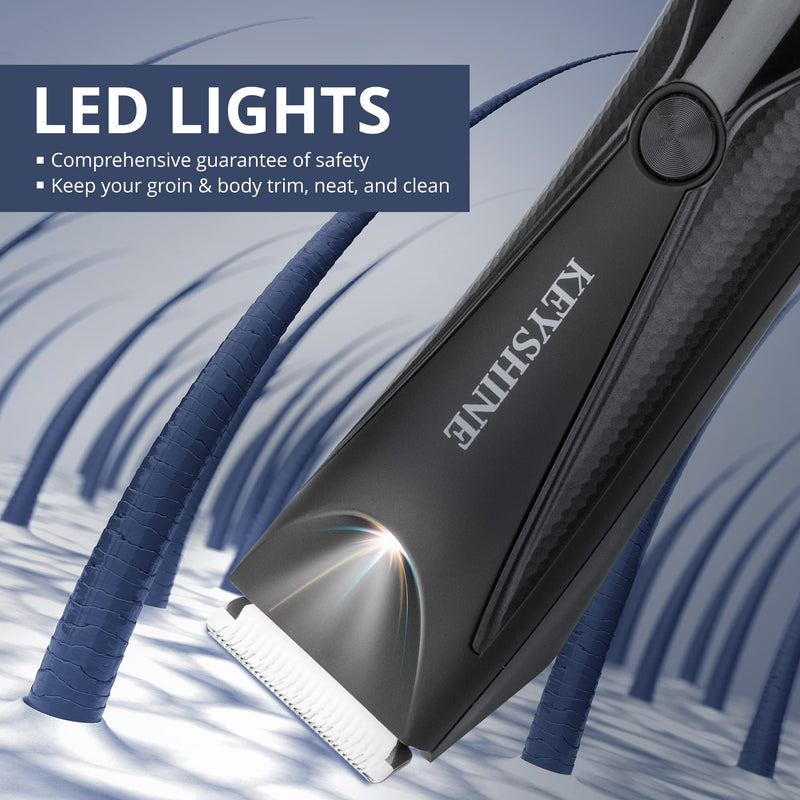[Australia] - Keyshine Electric Body Hair Trimmer for Men: Waterproof 2-in-1 Groin Hair Trimmer for Beard Hair Chest Hair Armpit Hair Legs Hair Pubic Hair (Black-2) 