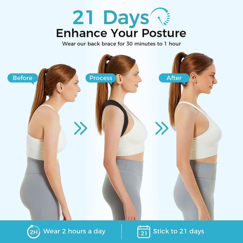 Posture Corrector for Women and Men, Invisible Mesh Breathable Back Brace, Adjustable Back Straightener, Relieves Shoulder, Neck, and Back Pain Large(Waist 30"-43")