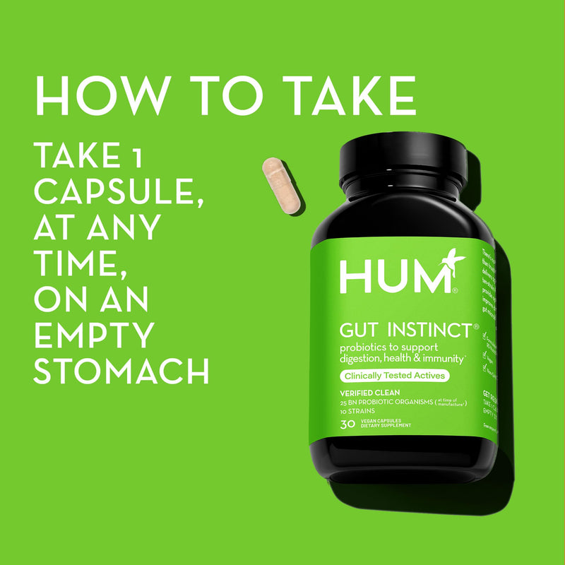 [Australia] - HUM Gut Instinct (30-Day Supply) - Daily Probiotics for Digestive Health for Women and Men - Lactobacillus + Bifidobacterium Strains for Bloating, Immune Support + Healthy Gut Diversity 30-Day Supply 