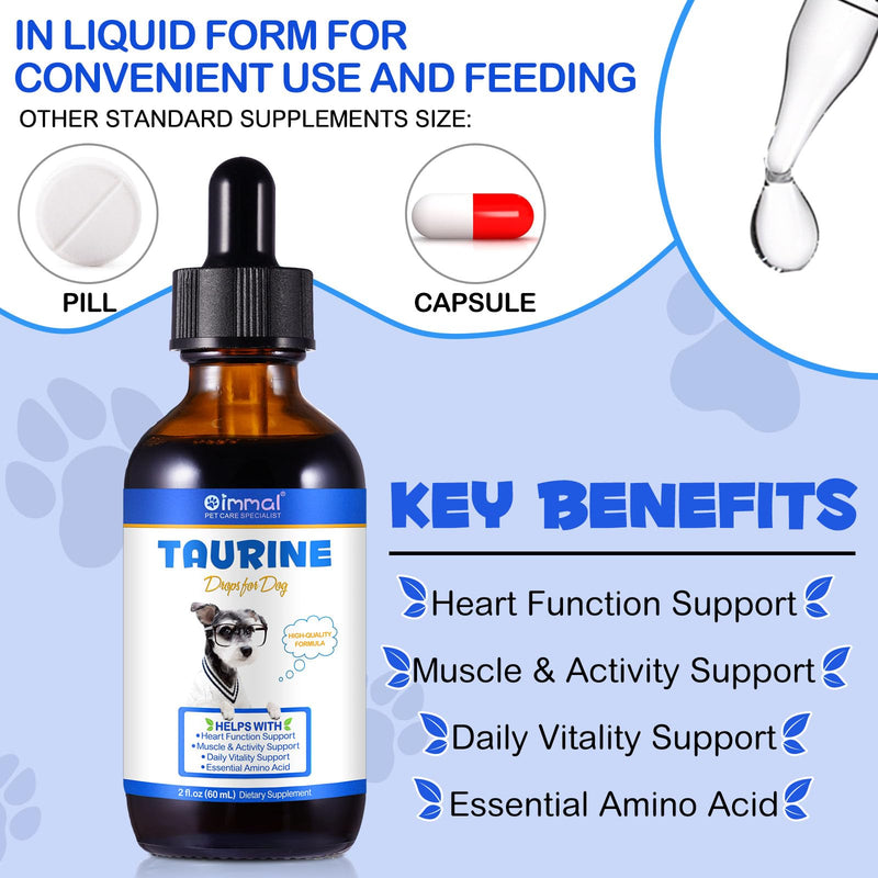 Taurine for Dogs Taurine Supplements for Dog Natural Amino Acid for Heart Health, Longevity, Digestive Health & Vision Pet vitamins and Supplements 60ml