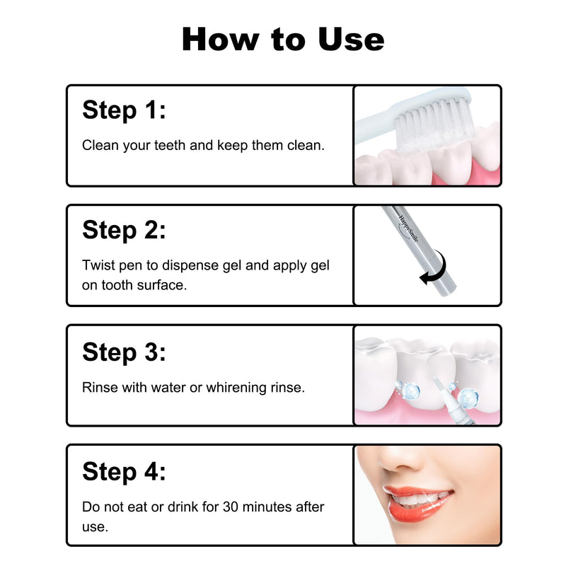 [Australia] - HappySmile Premium Teeth Whitening Pen Set of 3 - Achieve a Brighter Smile, Easier Than Strips or Other Whitening Kits - Professional Results, Gentle on Sensitive Teeth 