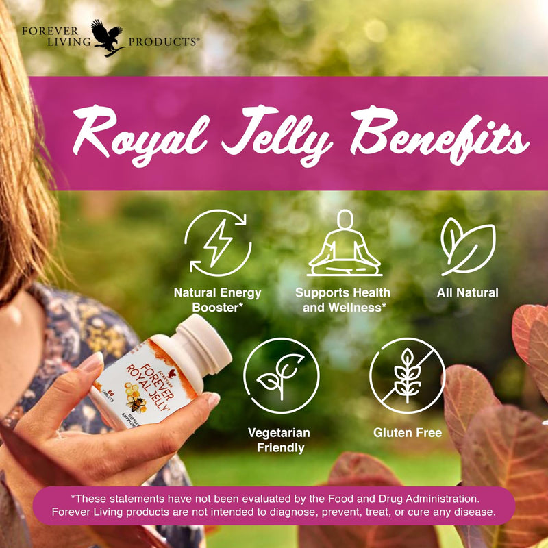 [Australia] - Forever Royal Jelly by Forever Living, 60 Tablets, 100% Natural Energy Supplements, Fed Like a Queen with These Energy Supplements, Supports Health and Wellness. 60 Count (Pack of 1) 