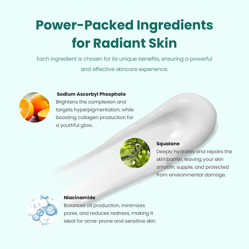Gin Amber Beauty Vitamin C 10% + Squalane Repair Face Cream - 1 fl oz | Dark Spot Corrector - Primer , Brightening Daily Face Cream for Radiant-Looking Skin, Deep Hydration Vitamin C 10%