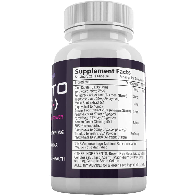 TESTO Link Food Supplement for Men – Zinc with Fenugreek, Maca Root, Ginger, Korean Panax Ginseng & Tribulus – 1 Month Supply
