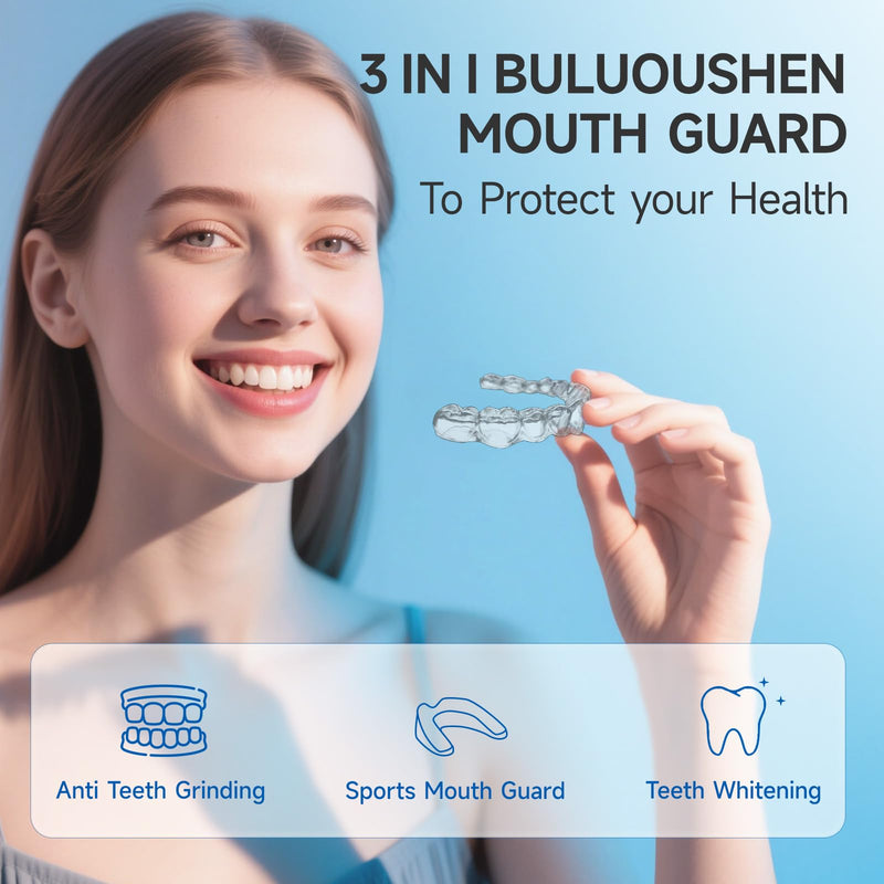 [Australia] - Mouth Guard for Grinding Teeth at Night，buluoushen Night Guards for Teeth Grinding，2 Size Mouth Guard for Sleeping，2 Travel Case 