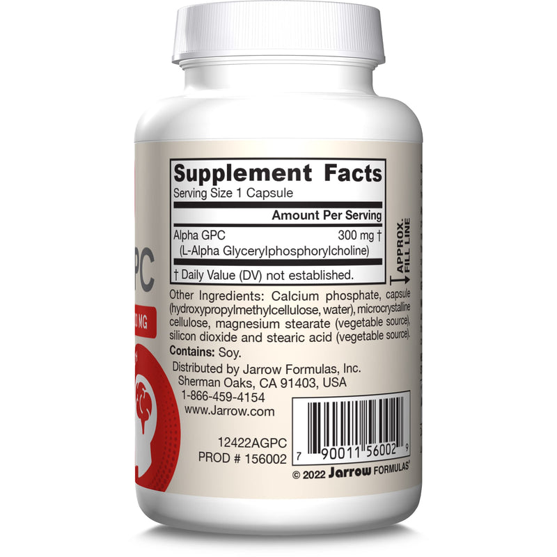 [Australia] - Jarrow Formulas Alpha GPC, 300mg, Dietary Supplement, Brain Health Supplements for Adults, 60 Veggie Capsules, 30 Day Supply 60 Count (Pack of 1) 