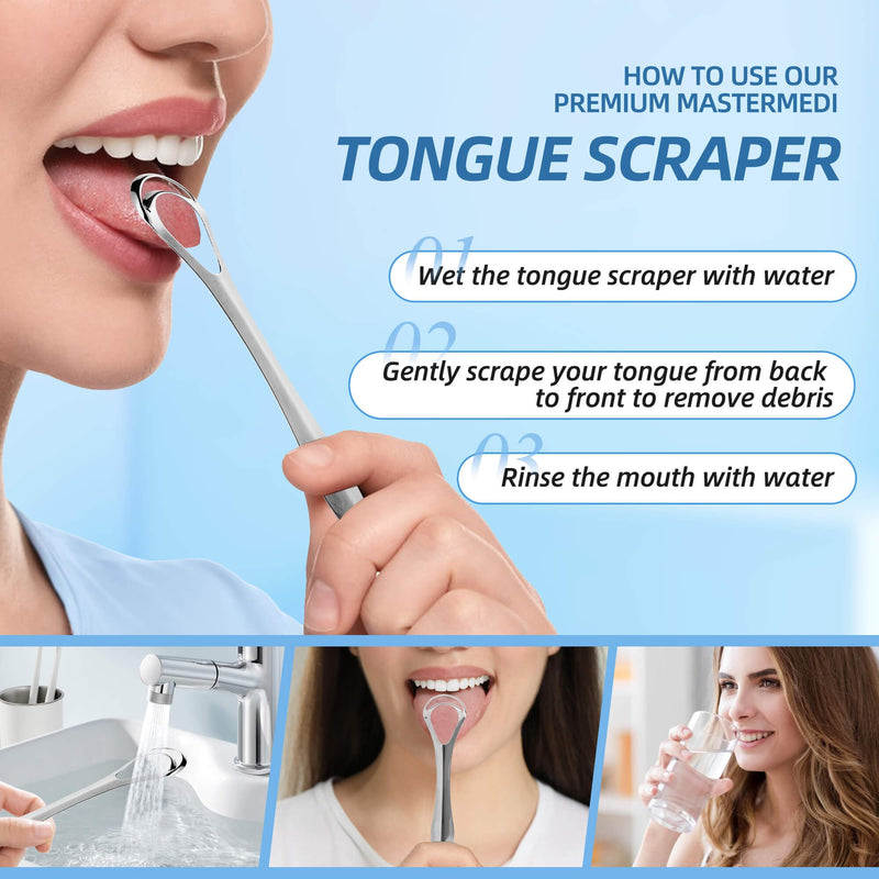 [Australia] - 6 Pack Tongue Scraper - Reusable & Easy to Clean Tongue Scrubber with Travel Case for Adults & Kids - Medical-Grade 100% Stainless Steel Tongue Cleaner for Fresh Breath & Oral Care Silver 6 Pack 