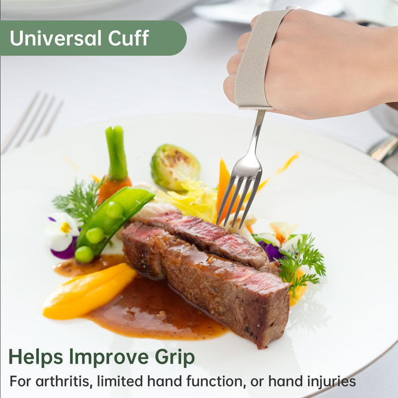 [Australia] - 3 Pack Universal Cuff, Universal Hand Strap for Holding Utensils, Eating Assistance Cuff for Weak Grip & Limited Mobility (3 Different Designs to Suit Various preferences) 3 different sizes(1 khaki+2 black) 