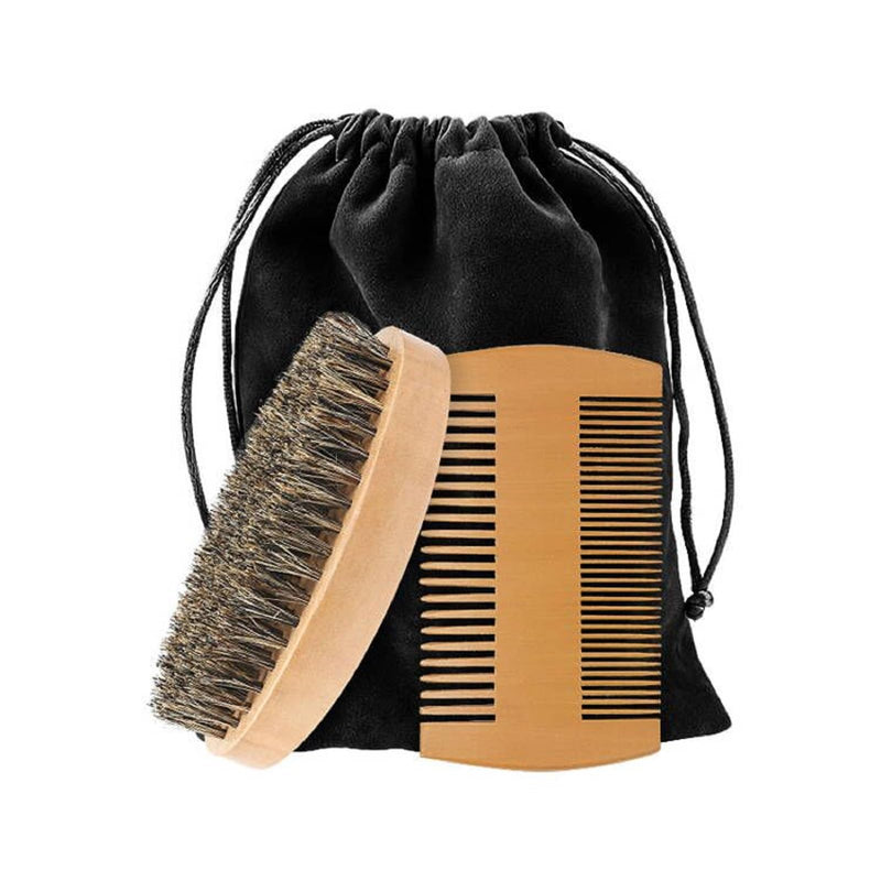 [Australia] - Beard comb & beard brush set, beard brush with boar bristles, beard comb for men, beard brush made of wood and beard comb, beard comb, beard brush for men, beard care tool for men, travel, daily beard care 