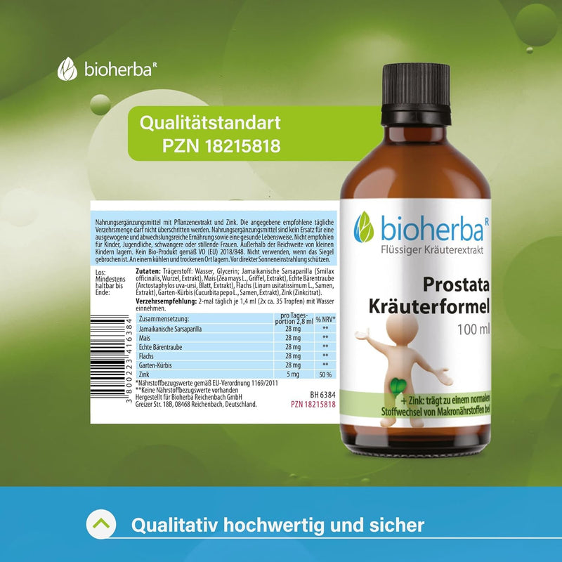 [Australia] - BIOHERBA 2 prostate herbal formula drops - 100ml tincture - supports macronutrient, acid-base and carbohydrate metabolism, vegan - with zinc and plant extracts - PZN 18215818 2 pieces 
