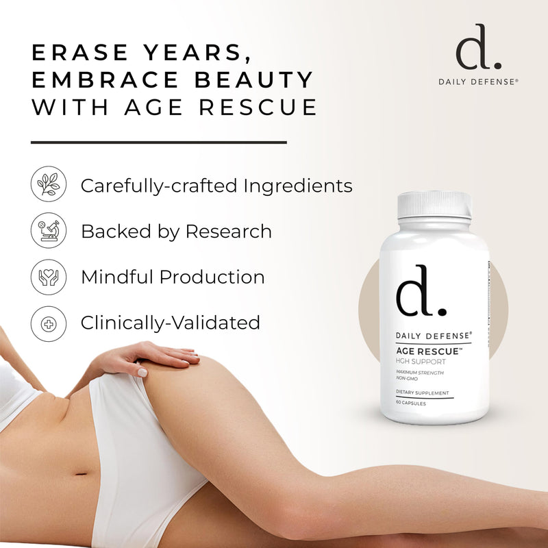 Age Rescue Anti Aging Amino Acids Supplement - HGH Supplements for Men & Women with Colostrum and Amino Acids to Improve Immunity, Energy, Focus & Youthful Skin Tone for Overall Wellness-60 Capsules
