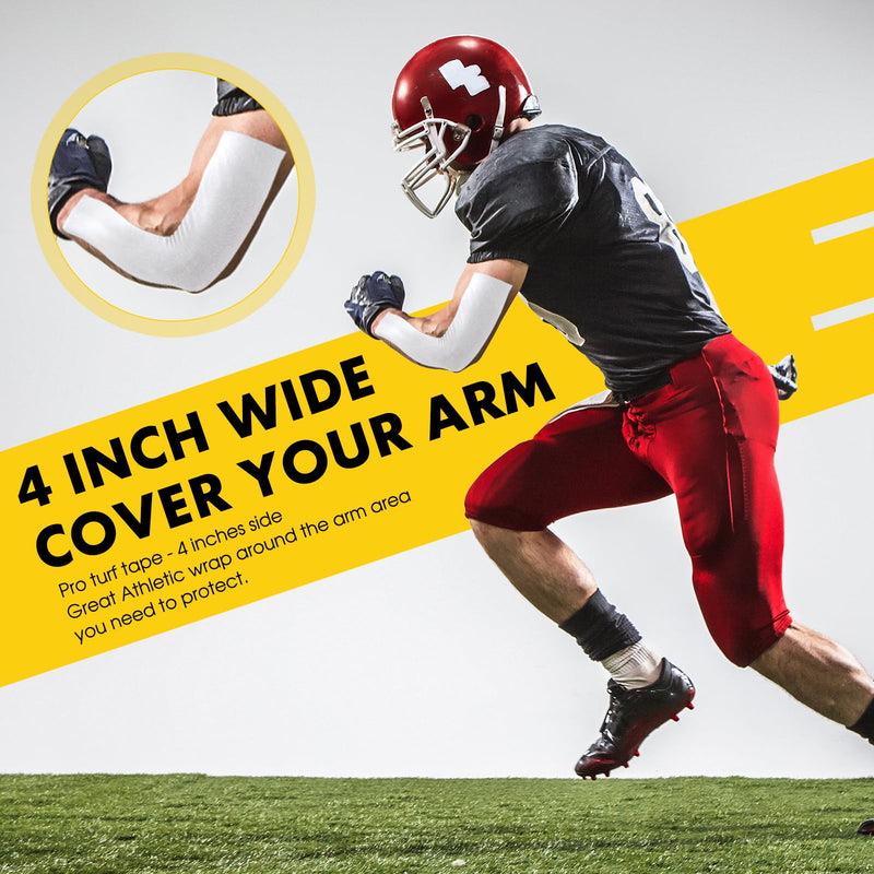 2 Roll Football Turf Tape for Turf Burn - 4 Inches Wide Kinesiology Tape Uncut Design for Arm, Knee, Shoulder, Ankle, and Back - Black and White Athletic Sports Tape - 4 in x 16.4 Ft for Each Roll