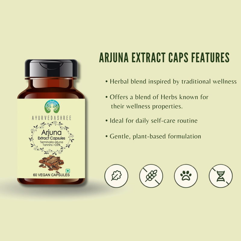 [Australia] - Arjuna Extract 500mg - 60 Vegetarian Capsules| |Terminalia Arjuna Tannis |All Natural | 100% Vegan | Gluten-Free | GMP Certified 60 Count (Pack of 1) 