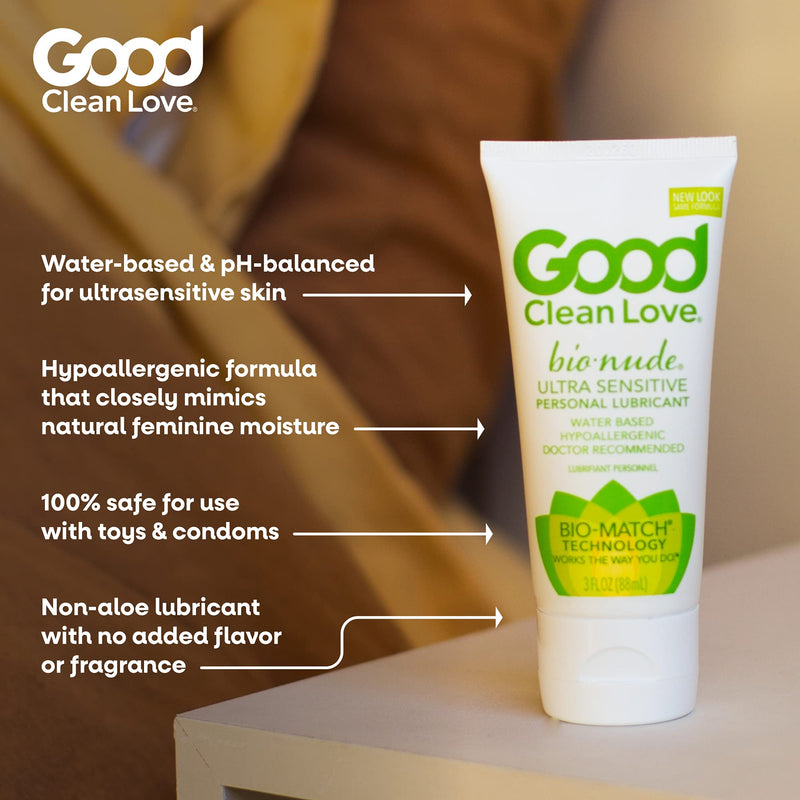 [Australia] - Good Clean Love BioNude Ultra Sensitive Personal Lubricant, Water-Based & Hypoallergenic Lube, Unscented Intimate Wellness Gel for Men & Women, 3 Oz 3 Fl Oz (Pack of 1) 