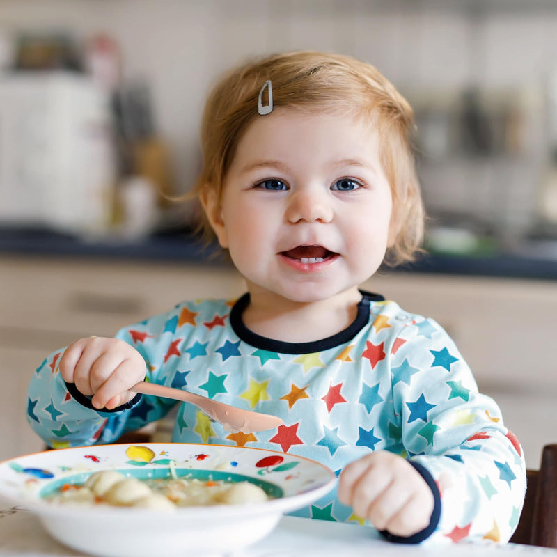 [Australia] - 12 Pieces Toddler Utensils Set, Plastic Spoons and Forks Set for Kids, Children Safe Flatware, Plastic Reusable Cutlery, BPA Free, Dishwasher Safe Neutral 