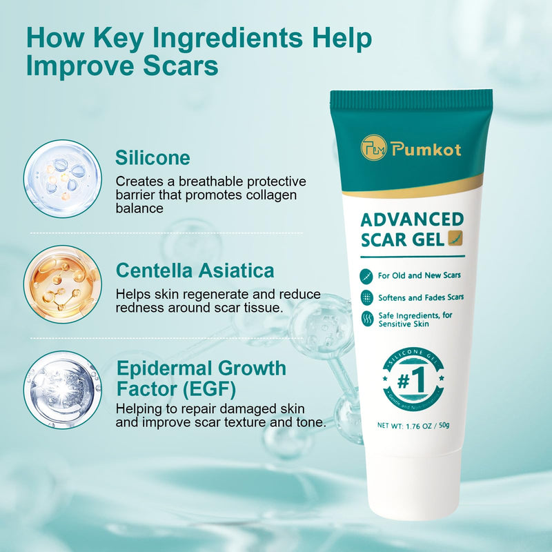 [Australia] - Silicone Scar Gel Scar Cream, Advanced Scar Gel for Surgical Scars, Scar Removal Cream for Stretch Marks, Keloid Bump Removal, Burns, Acne, Old and New Scars, 1.7 oz(50g) 50g 