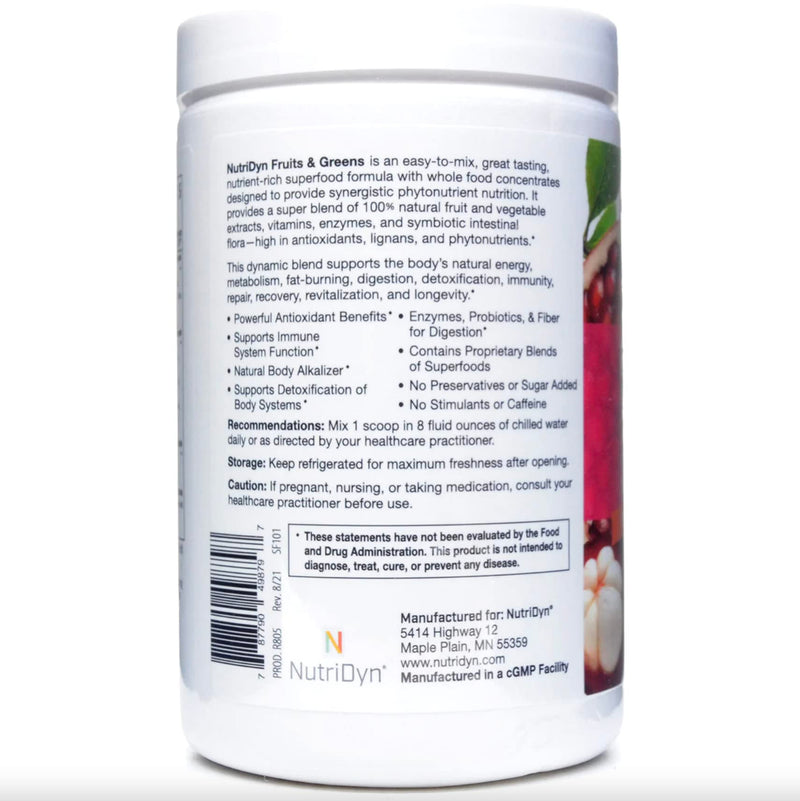 Nutri-Dyn Fruits & Greens Gluten Free Protein Powder 10.8 oz (Pink Lemonade)