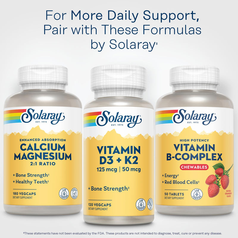 SOLARAY Vitamin B-Complex Chewables, Strawberry, Healthy Energy, Red Blood Cell, Stress & Metabolism Support, 50 Tablets (Pack of 2) 50 Count (Pack of 2)