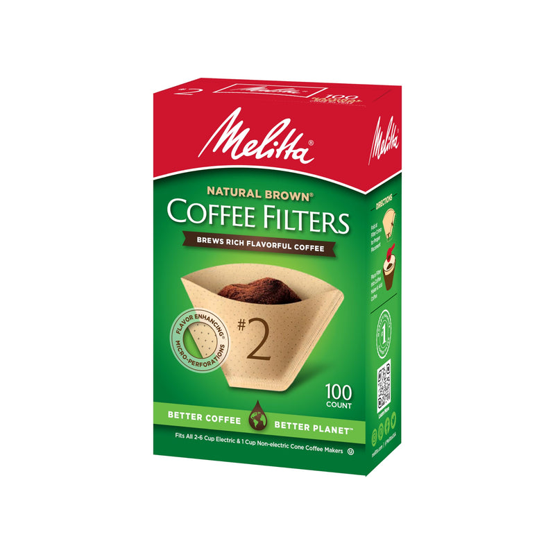 [Australia] - Melitta #2 Cone Coffee Filters, Unbleached Natural Brown, 100 Total Filters Count - Packaging May Vary 