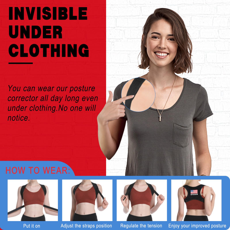 Posture Corrector Upper Back Brace Neck Shoulder Back Support Brace Pain Relief Belt for Women Men Braces Spine Straightener Breathable (Chest sizes from 28" to 50") Chest sizes from 28" to 50"