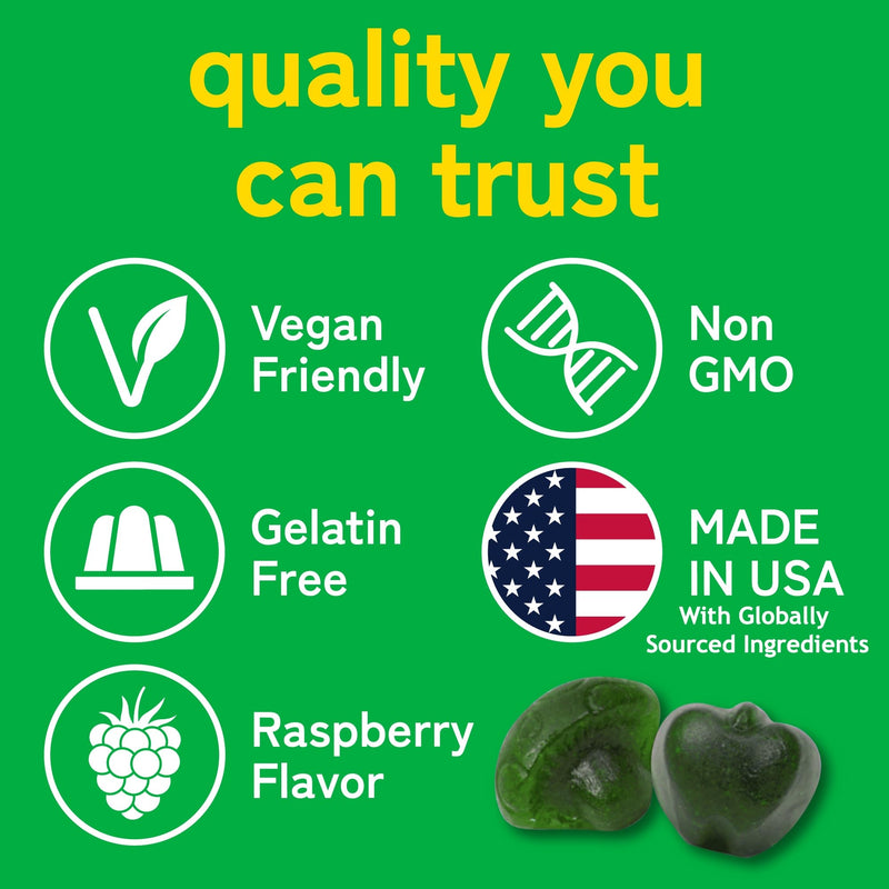 [Australia] - Daily Super Greens Gummies to Boost Energy | with Moringa, Spirulina, Chlorella, Veggies & More | Includes 8 Blends | for Women and Men | Vegan, Non-GMO Supplement | 60 Count 