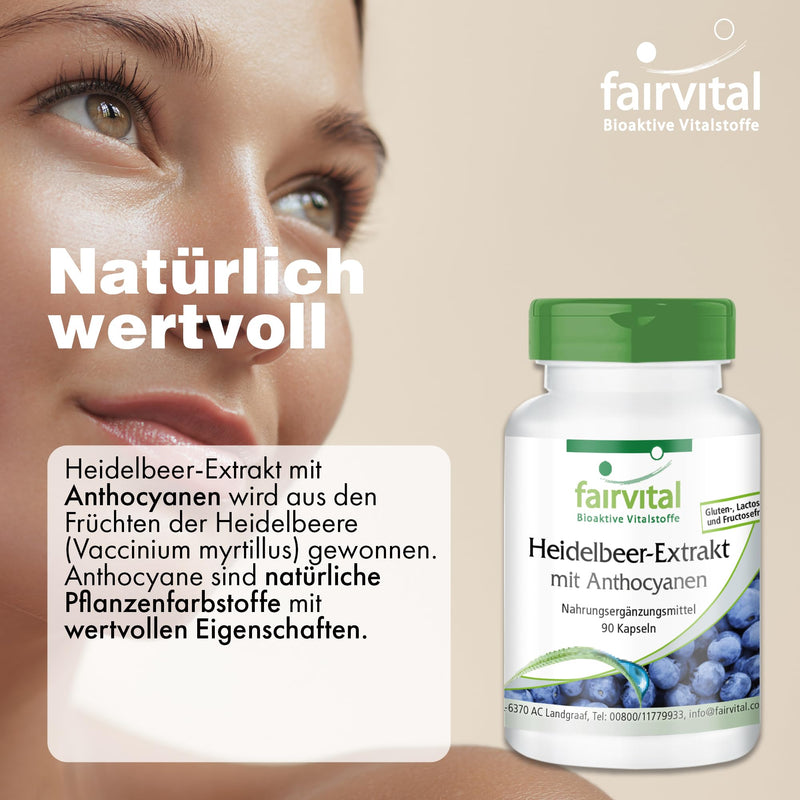 [Australia] - Fairvital | Blueberry extract with anthocyanins - 90 capsules - HIGH DOSE - 25% anthocyanins - VEGAN 