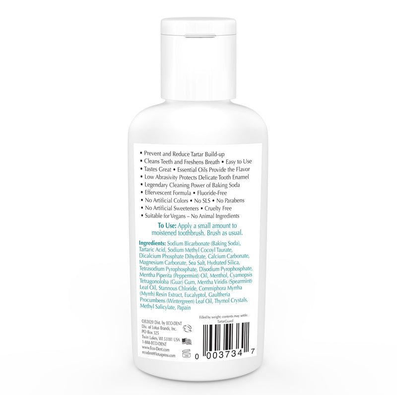 [Australia] - Eco-Dent TartarGuard Baking Soda Toothpowder - Enzyme Cleaning Action for Tartar Control, SLS-Free, Fluoride-Free Toothpaste Alternative, Fresh Mint Tooth Powder, 2 Oz (Pack of 2) 