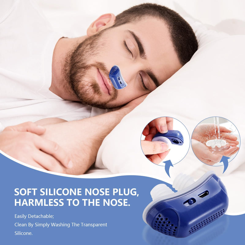 Anti Snoring Devices, Effective Snoring Prevention, Snoring Solution, Electric Breathable Snore Stopper, Suitable for Men and Women with All Nose Shapes Dark Blue