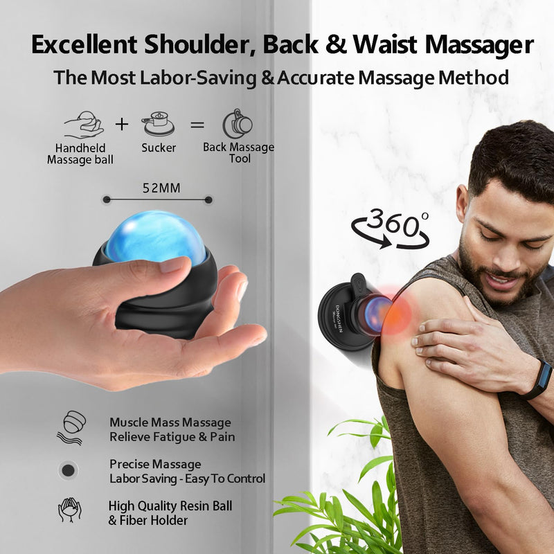 [Australia] - Massage Ball Deep Tissue 2 in 1 Mountable Muscle Massage Roller for Pain Relief, Trigger Point ，Relieve Fascia Muscle Knot and Joint Pain Relax Full Body MB-SET-BLU 