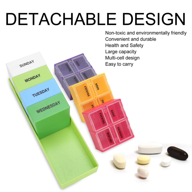 ZJchao Weekly Portable Pills Organizer Box Container 4 Times a Day Large Capacity Weekly Jewelry Case for Pills Vitamin Fish Oil Supplements