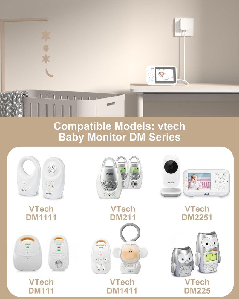 [Australia] - 6V for Vtech Baby Monitor Power Cord compatible with Vtech DM221 DM221-2 DM223 DM251 (Parent & Baby Units) DM111 DM112 DM222 DM271 (Parent Unit ONLY) Safe & Sound Audio Monitor 