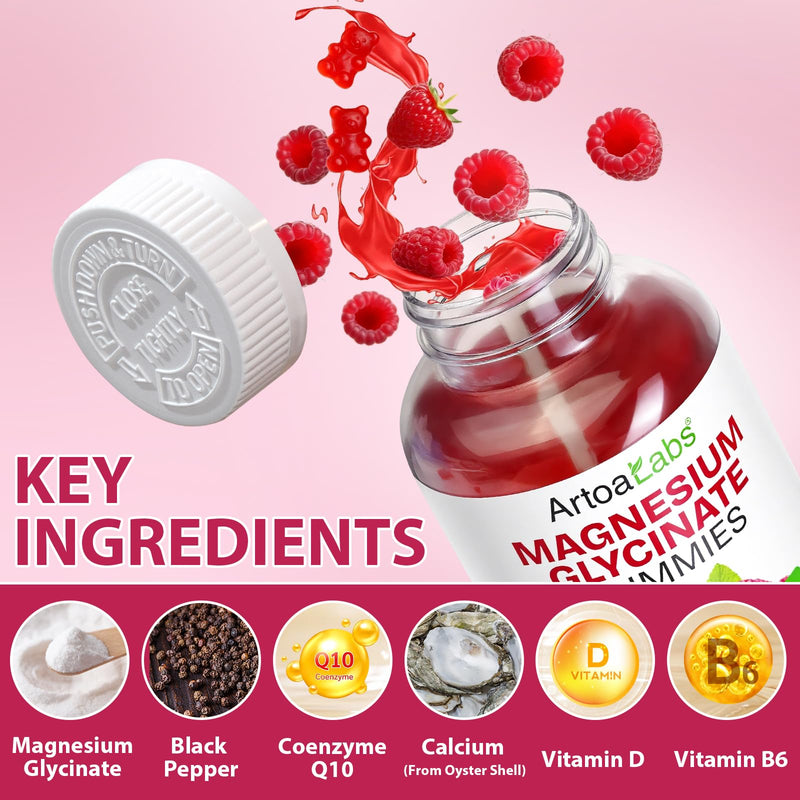 Magnesium Glycinate Gummies - 120 Count High Absorption Magnesium Complex for Sleep, Calm & Relaxation Support | Gluten-Free Supplements for Men, Women & Family