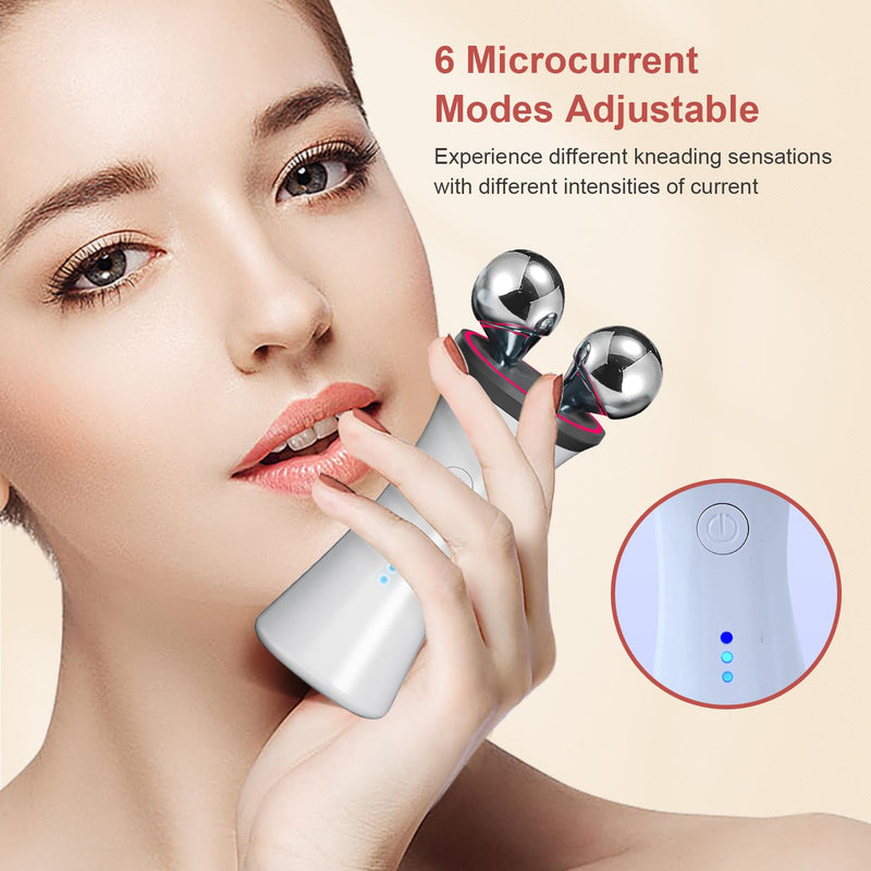Microcurrent Facial Device - Electric Face Lifting & Toning for Face & Neck for Mother & Companion - Handheld Skin Care Device (White) White2