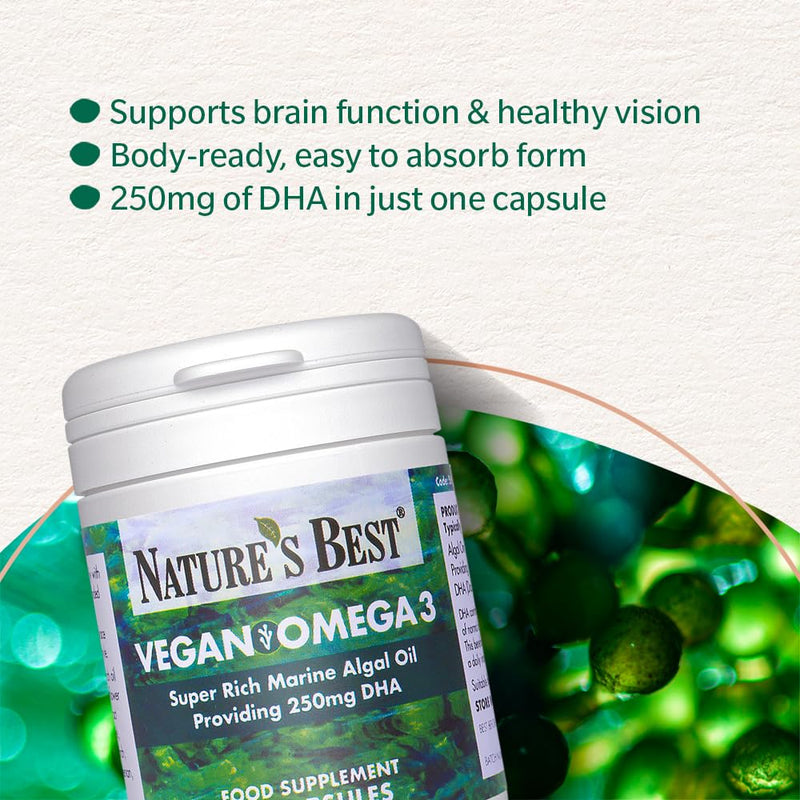 Pure Plant Power: Vegan Omega 3 Oil 625mg - 60 Vegan Capsules, 2-Month Supply | High-Strength DHA, 100% Sustainable, One-A-Day, Contributes to the Maintenance of Normal Vision & Brain Function