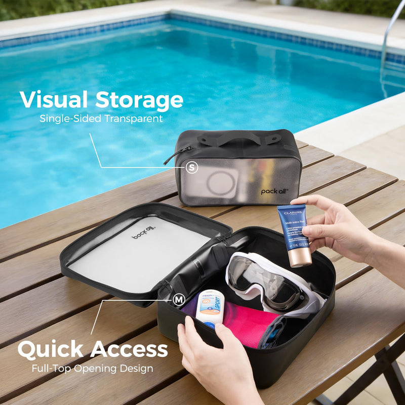 pack all Packing Organizer Bundle | 1 Clear Organizer Pouch(M) & 1 Pencil Case Plus for family, men, women and children
