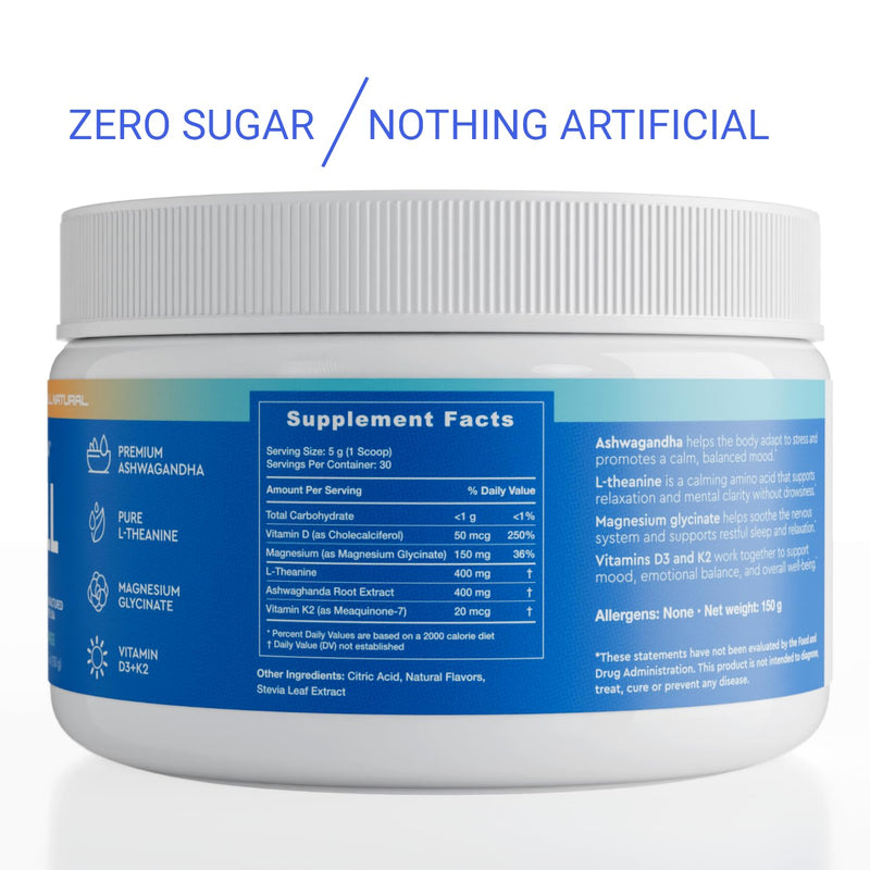 SoChill Powdered Drink Mix – Tropical Drift |No Sugar| Relaxation & Mood Support Supplement - L-Theanine, Premium Ashwagandha, Magnesium Glycinate, Vitamins D & K (Tropical)
