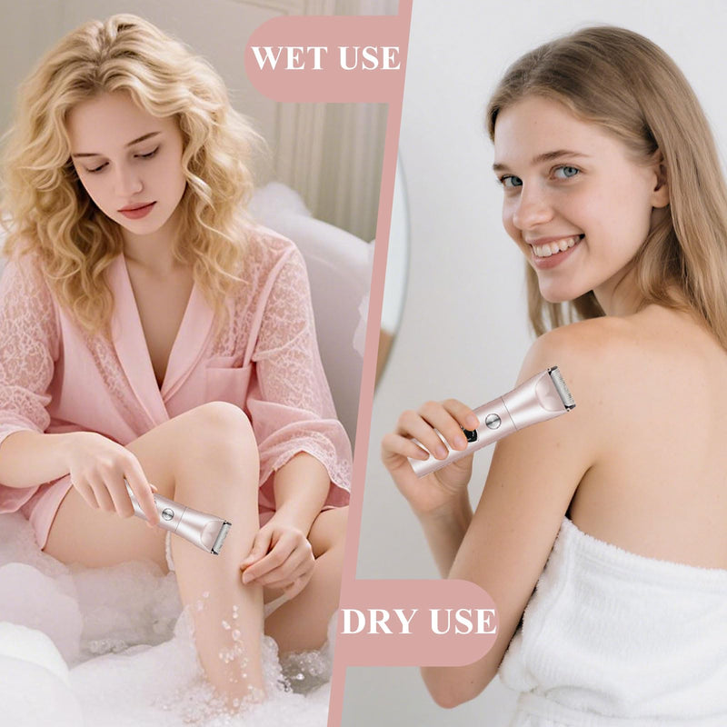 Bikini Trimmer for Women, 3 in 1 Painless Electric Shaver, Waterproof Wet & Dry Body Shaver, Rechargeable Pubic Hair Trimmer for Women,Replaceable Lady Razor for Underarm Leg Arm Body (3 in 1)