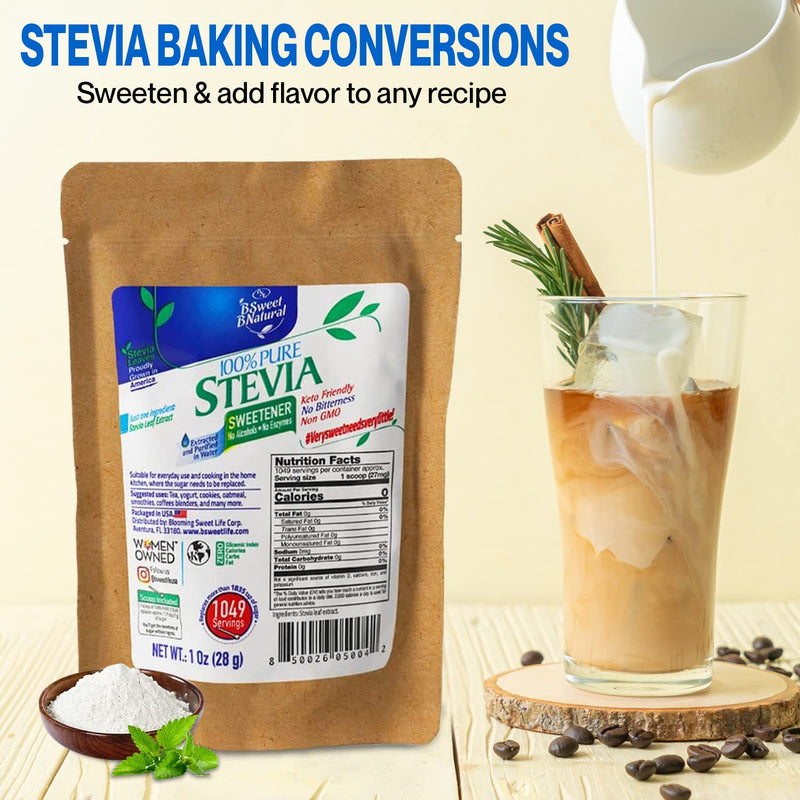 [Australia] - 100% Pure Stevia Powder extract leaf 1 Oz, No Artificial Sweetener, 1049 Servings | Stevia Green Leaf Extract | Zero Calorie & Keto Friendly 
