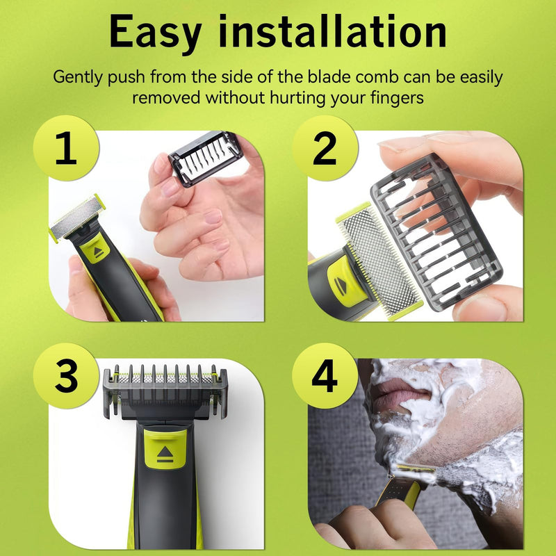 [Australia] - Trimming attachment set for O Blade razors, 1/2/3/5 mm comb attachments, skin protection & body comb, compatible with QP2520 QP2530 QP2620 QP2630, 6-piece accessories including cleaning brush attachment 