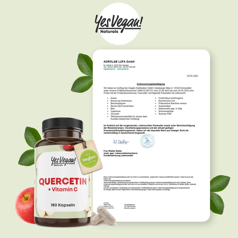 [Australia] - Quercetin 500 mg high dose (180 capsules) with vitamin C - Vegan - Quercetin high dose 