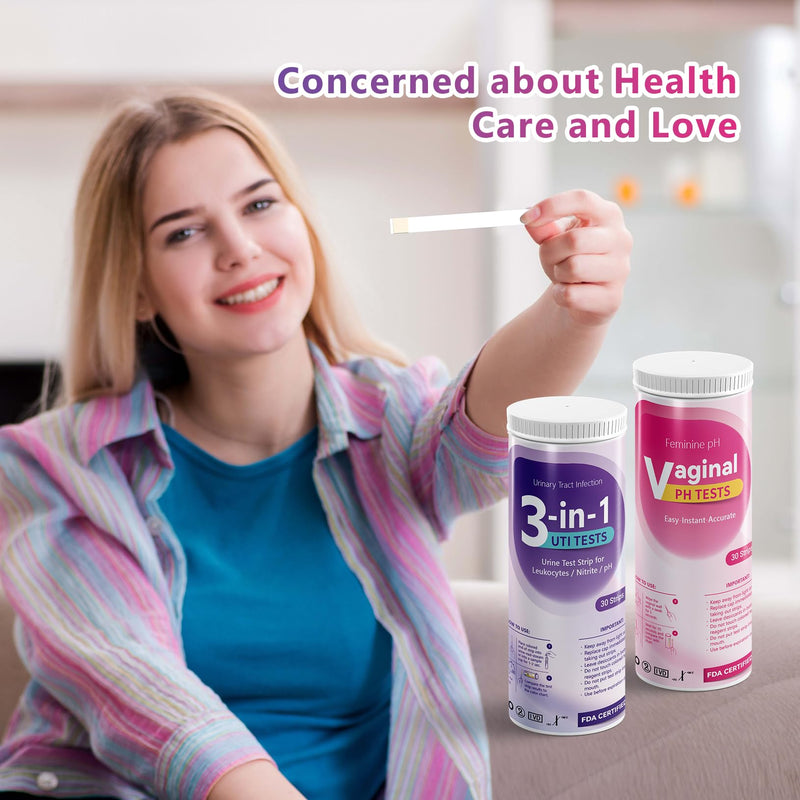 [Australia] - UTI Test Strips (UTI) Test Strip + Vaginal pH Test Kit for Women & Kids Urine Test Strips, Urinalysis Test Strip, Easy at Home Urinary Tract Infection Test Kit. 