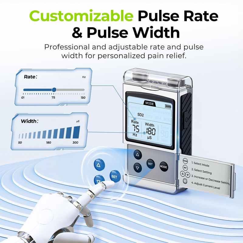 AUVON 4-Channel Digital TENS Unit Muscle Stimulator, Customizable 8 Modes | Rechargeable TENS Machine with 16 Premium TENS Pads, Drug-free for Neck, Shoulder, Back, Sciatica Pain Relief, A Carry Case