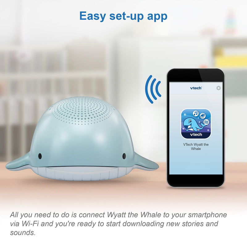 [Australia] - VTech Communications BC8312 Wyatt The Whale Storytelling Baby Sleep Soother with a White Noise Sound Machine Featuring; 10 Stories, 10 Ambient Sounds & 10 Calming Melodies with Glow-on-Ceiling 