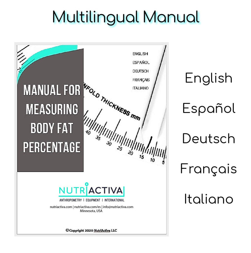 Skinfold Caliper with Body Fat Software and Multilingual Manual (Black)
