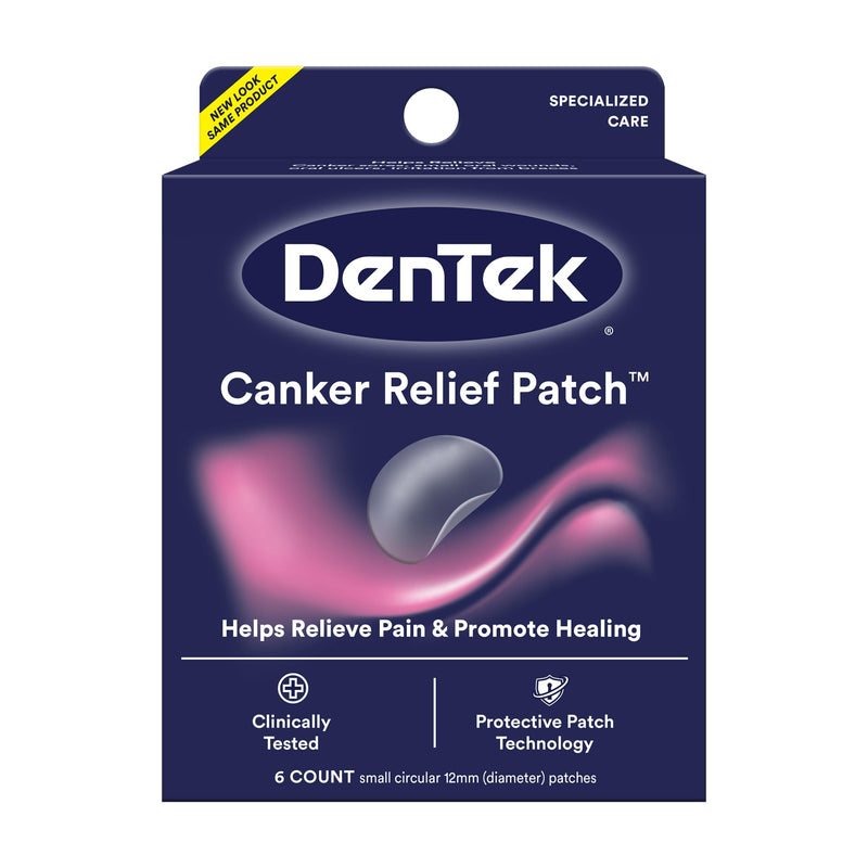 DenTek Canker Relief Patches for Canker Sore Pain Relief, Helps Relieve Soreness from Braces & Oral Wounds, 6 Count Oral Pain Relief (6 Count) Kit
