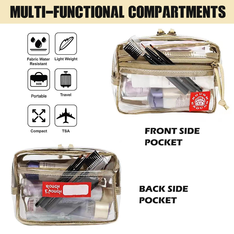 Rough Enough Clear Toiletry Bag TSA Approved Travel Makeup Bag Bundle Set