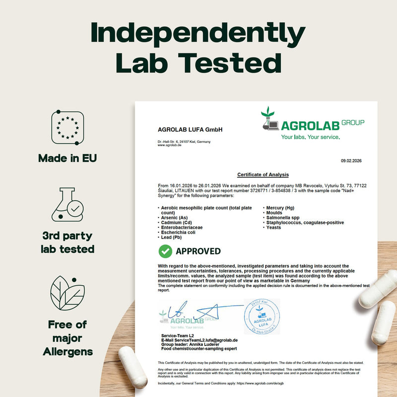 NAD+ Synergy - Multi-Action 4-in-1 NR System with Liposomal Delivery - 98% Pharmaceutical-Grade Purity - Made in EU - 2 Month Supply